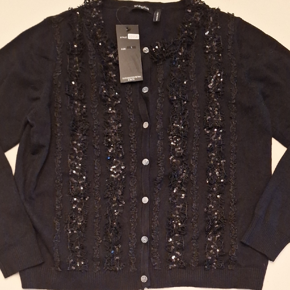 Elegant Black Sequin Sweater